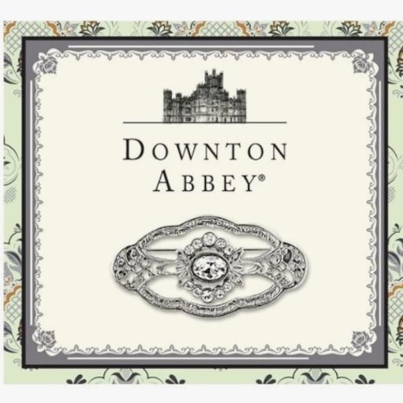 Vintage Downton Abbey Silver-tone Crystal Edwardian Oval Brooch - Picture 4 of 6